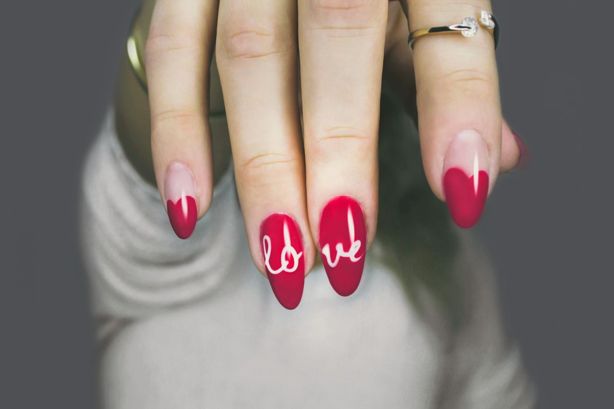 Fresh pedicure with coral polish.